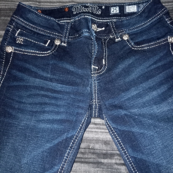 Miss Me signature super shinny waste 25 dark denim - Picture 5 of 5